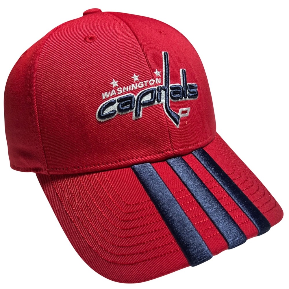 Adidas Washington Capitals Hat Red Navy OSFM Adjustable Recycled Polyester